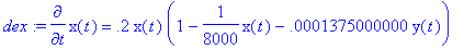 dex := diff(x(t),t) = .2*x(t)*(1-1/8000*x(t)-.13750...