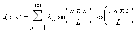 u(x,t) = Sum(b[n]*sin(n*Pi*x/L)*cos(c*n*Pi*t/L),n =...