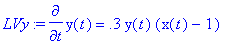 LVy := diff(y(t),t) = .3*y(t)*(x(t)-1)