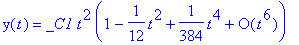 y(t) = _C1*t^2*(series(1-1/12*t^2+1/384*t^4+O(t^6),...