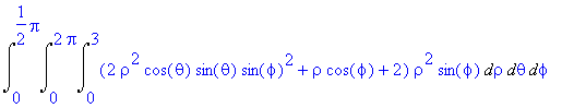 Int(Int(Int((2*rho^2*cos(theta)*sin(theta)*sin(phi)...