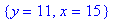 {y = 11, x = 15}